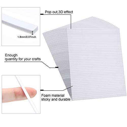 500 Pieces Double Sided Foam Sticky Strips Dual-Adhesive 3D Foam Tapes Foam Pop Strips Adhesive Mount for Shaker Card, Scrapbooking or Office Supplies (3.9 Inch)