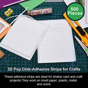 500 Pieces Double Sided Foam Sticky Strips Dual-Adhesive 3D Foam Tapes Foam Pop Strips Adhesive Mount for Shaker Card, Scrapbooking or Office Supplies (3.9 Inch)