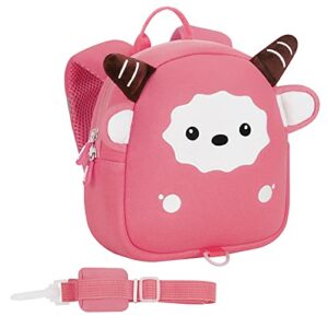 beboan toddler backpack for girls, kids backpack harness with safety leash chest strap for 4,5,6 year old kindergarten preschool pink sheep small