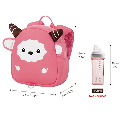 BEBOAN Toddler Backpack for Girls, Kids Backpack Harness with Safety Leash Chest Strap for 4,5,6 Year Old Kindergarten Preschool Pink Sheep Small