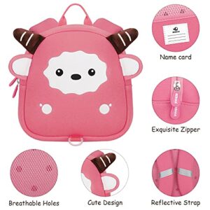 BEBOAN Toddler Backpack for Girls, Kids Backpack Harness with Safety Leash Chest Strap for 4,5,6 Year Old Kindergarten Preschool Pink Sheep Small