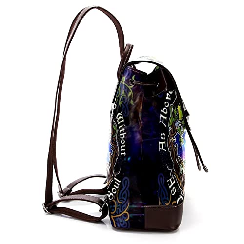 Casual PU Leather Backpack for Unisex, Tree of Life Galaxy Women's Shoulder Bag Students Daypack for College Travel Business