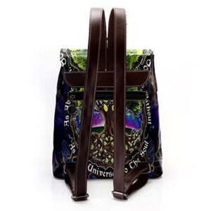 Casual PU Leather Backpack for Unisex, Tree of Life Galaxy Women's Shoulder Bag Students Daypack for College Travel Business