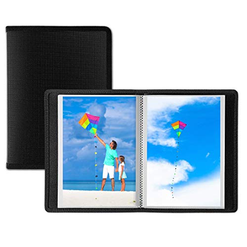 Dunwell Small Photo Albums 4x6 - (2 Pack, Black), Flexible Cover, Portfolio Binder with 24 Sleeves, Holds 48 6x4 Photos, Artwork or Postcards, Mini Picture Brag Books