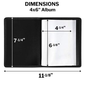 Dunwell Small Photo Albums 4x6 - (2 Pack, Black), Flexible Cover, Portfolio Binder with 24 Sleeves, Holds 48 6x4 Photos, Artwork or Postcards, Mini Picture Brag Books
