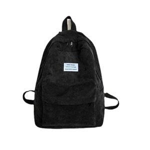 large kawaii corduroy backpack with cute bear pendant vintage bag for girl student school bag bookbag satchel laptop teen (black,large)