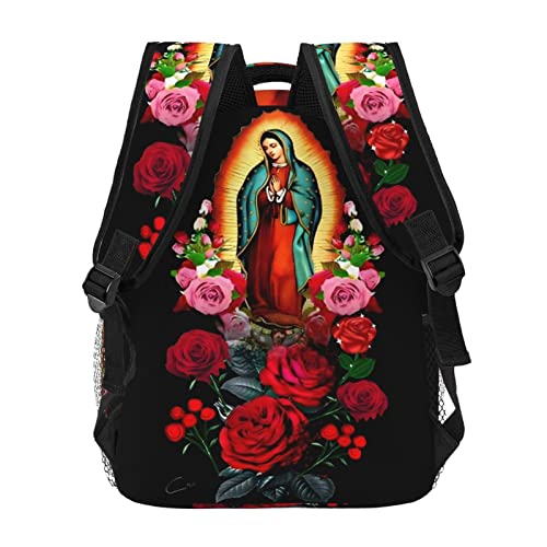 QZLAN Virgen De Guadalupe Backpack School For Girls Women Virgin Mary Rose Bags