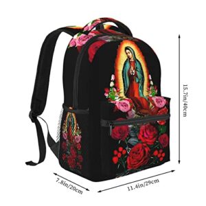 QZLAN Virgen De Guadalupe Backpack School For Girls Women Virgin Mary Rose Bags
