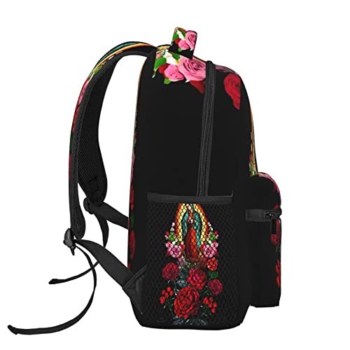 QZLAN Virgen De Guadalupe Backpack School For Girls Women Virgin Mary Rose Bags