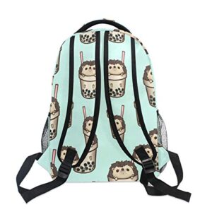 Backpack for Girls Boys Stylish Boba Milk Tea Backpack Lightweight School College Travel Bags Halloween Thanksgiving Gifts