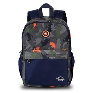 sarhlio kids backpack 14” for boys and girls the right size light weight 600 denier polyester water resistant with dinosaur for preschool kindergarten early elementary school blue (kb14b1)