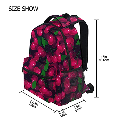 ALAZA Red Cherry on Black Unisex Schoolbag Travel Laptop Bags Casual Daypack Book Bag