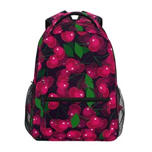 alaza red cherry on black unisex schoolbag travel laptop bags casual daypack book bag