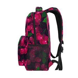 ALAZA Red Cherry on Black Unisex Schoolbag Travel Laptop Bags Casual Daypack Book Bag