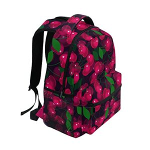 ALAZA Red Cherry on Black Unisex Schoolbag Travel Laptop Bags Casual Daypack Book Bag