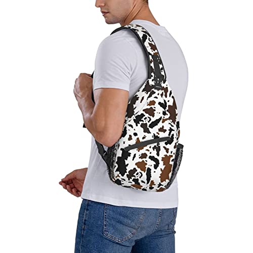 Cow Print Sling Bag,Crossbody Sling Backpack,Travel Hiking Chest Bag,Daypack for Purses Shoulder Bag Women Men's