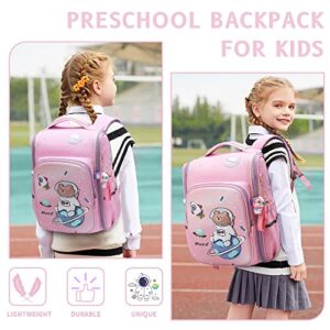 Maod Girls Backpacks for Kids Elementary School Backpack With Pencile Case & Cute Keychain (Pink)