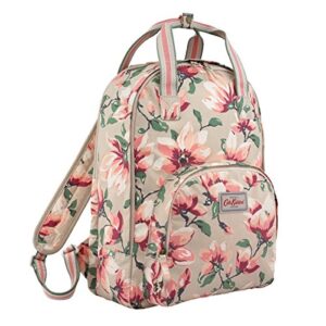 cath kidston matt oilcloth multi pocket backpack magnolia pattern stone color fitting 13″ laptop rucksack
