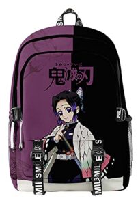 handafa anime nezuko print bag large capacity backpack manga cosplay daypack (shinobu)