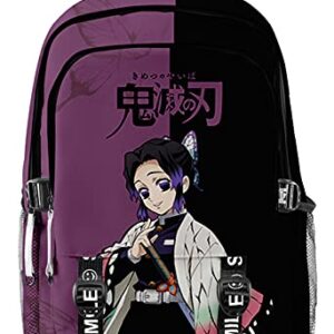 HANDAFA Anime Nezuko Print Bag Large Capacity Backpack Manga Cosplay Daypack (Shinobu)