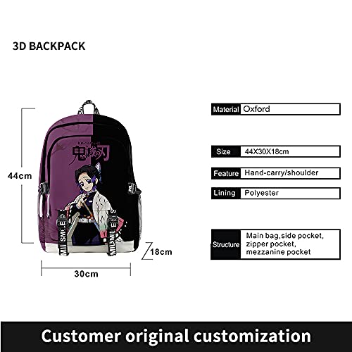 HANDAFA Anime Nezuko Print Bag Large Capacity Backpack Manga Cosplay Daypack (Shinobu)