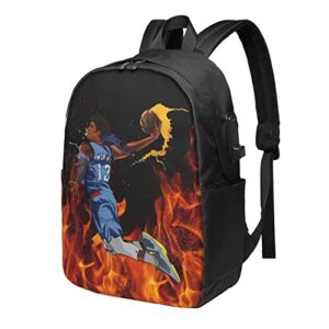 yesbtx #12 morant 17 inch usb port backpack laptop travel backpack book bag for men women, black
