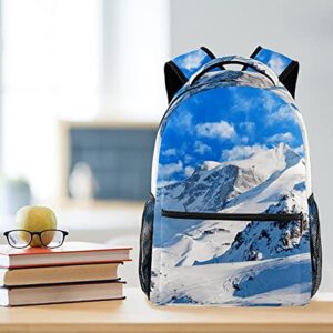 Snowy Winter Landscape Of A Ski Resort Backpack Students Shoulder Bags Travel Bag College School Tote Backpacks