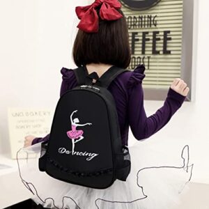 iiniim Girls Kids Ballet Bag Backpack Dance Shoulder Bag Ballerina Dancing Bag Outdoor Travel Bag Black One Size