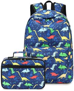 camtop backpack for kids boys school backpack with lunch box for preschool kindergarten bookbag set(dinosaur-graffiti blue