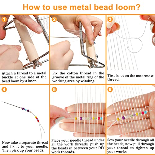 hobbyworker The Second Generation Adjustable Bead Loom Kit with Seed Beads,Large Eye Curved Beading Needle,Bead Funnel Tray,Lobster Clasp,Open Ring and Bead Mat for Jewelry Making kit