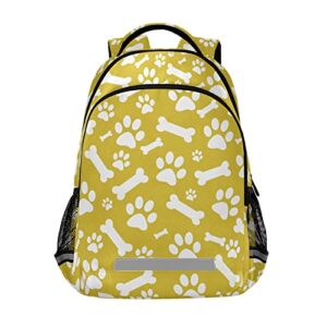 dog paw prints yellow backpacks travel laptop daypack school book bag for men women teens kids