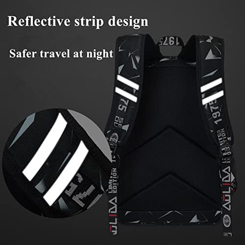 Kids Backpack for Boys Teen Travel Bag with USB Charging Port Geometric Pattern School Bag Middle School Students Bookbags