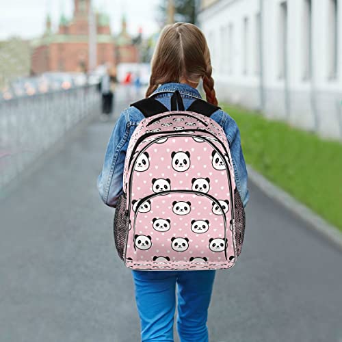 Panda Face Backpack for Girls,Pink Schoolbag Bookbags Travel Bag Daypack for Kids Student Teenagers