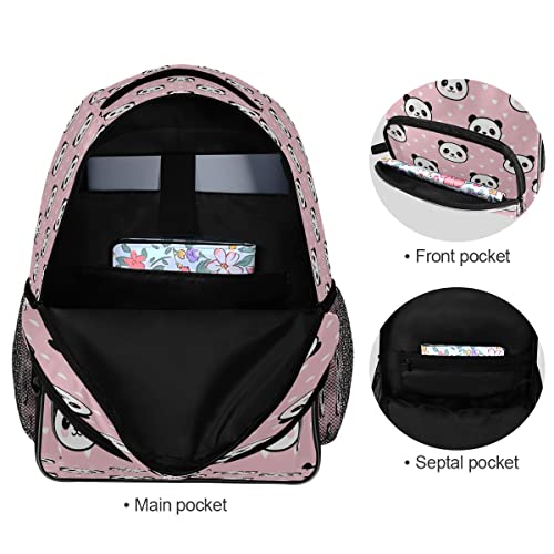 Panda Face Backpack for Girls,Pink Schoolbag Bookbags Travel Bag Daypack for Kids Student Teenagers