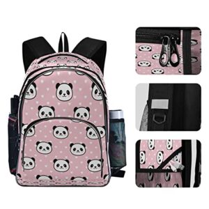 Panda Face Backpack for Girls,Pink Schoolbag Bookbags Travel Bag Daypack for Kids Student Teenagers