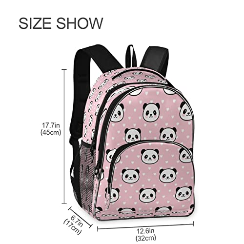 Panda Face Backpack for Girls,Pink Schoolbag Bookbags Travel Bag Daypack for Kids Student Teenagers