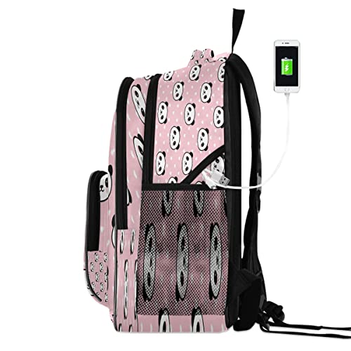 Panda Face Backpack for Girls,Pink Schoolbag Bookbags Travel Bag Daypack for Kids Student Teenagers