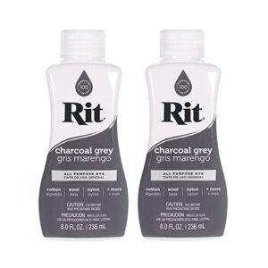 rit dye multi-purpose liquid 8 oz. | great for clothing, accessories, décor, and much more | 2-pack, chacoal gray
