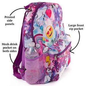 Fab Starpoint Unicorn Backpack for Girls with Headphones – Large, 16 inch, Girls School Backpack Set