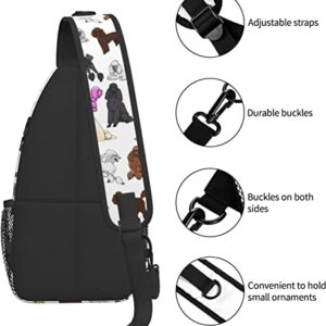 Sling Backpack Fashion Crossbody Shoulder Bags-Poodles White Chest Bag Casual Daypack for Men Women