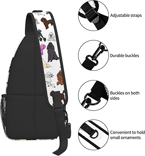 Sling Backpack Fashion Crossbody Shoulder Bags-Poodles White Chest Bag Casual Daypack for Men Women