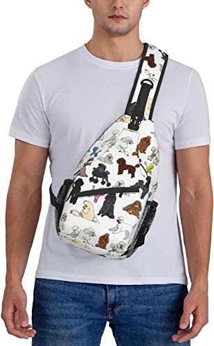 Sling Backpack Fashion Crossbody Shoulder Bags-Poodles White Chest Bag Casual Daypack for Men Women