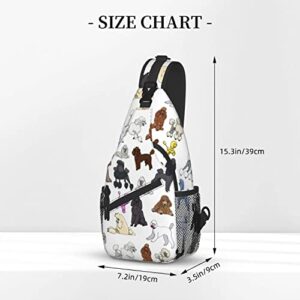 Sling Backpack Fashion Crossbody Shoulder Bags-Poodles White Chest Bag Casual Daypack for Men Women