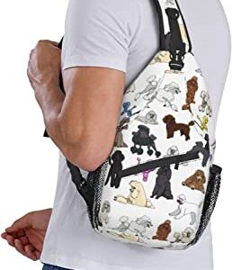 Sling Backpack Fashion Crossbody Shoulder Bags-Poodles White Chest Bag Casual Daypack for Men Women