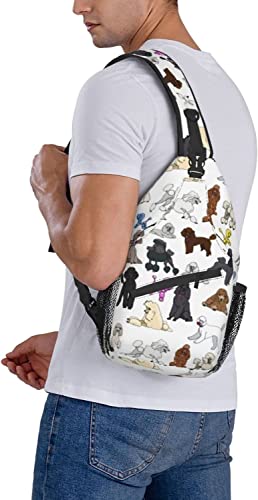 Sling Backpack Fashion Crossbody Shoulder Bags-Poodles White Chest Bag Casual Daypack for Men Women