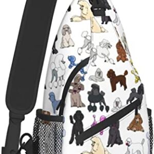 Sling Backpack Fashion Crossbody Shoulder Bags-Poodles White Chest Bag Casual Daypack for Men Women