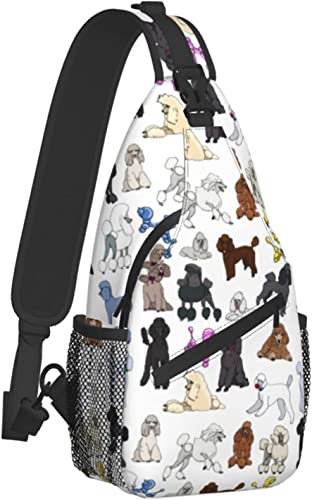 Sling Backpack Fashion Crossbody Shoulder Bags-Poodles White Chest Bag Casual Daypack for Men Women