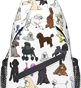 Sling Backpack Fashion Crossbody Shoulder Bags-Poodles White Chest Bag Casual Daypack for Men Women