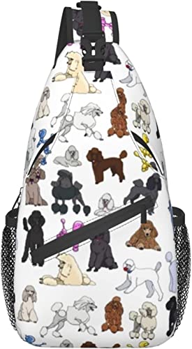 Sling Backpack Fashion Crossbody Shoulder Bags-Poodles White Chest Bag Casual Daypack for Men Women