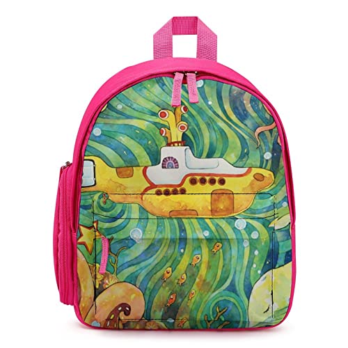 Yellow Submarine Backpack For Girls Boys Lightweight Shoulder Bag Daypack With Adjustable Strap For School Travel